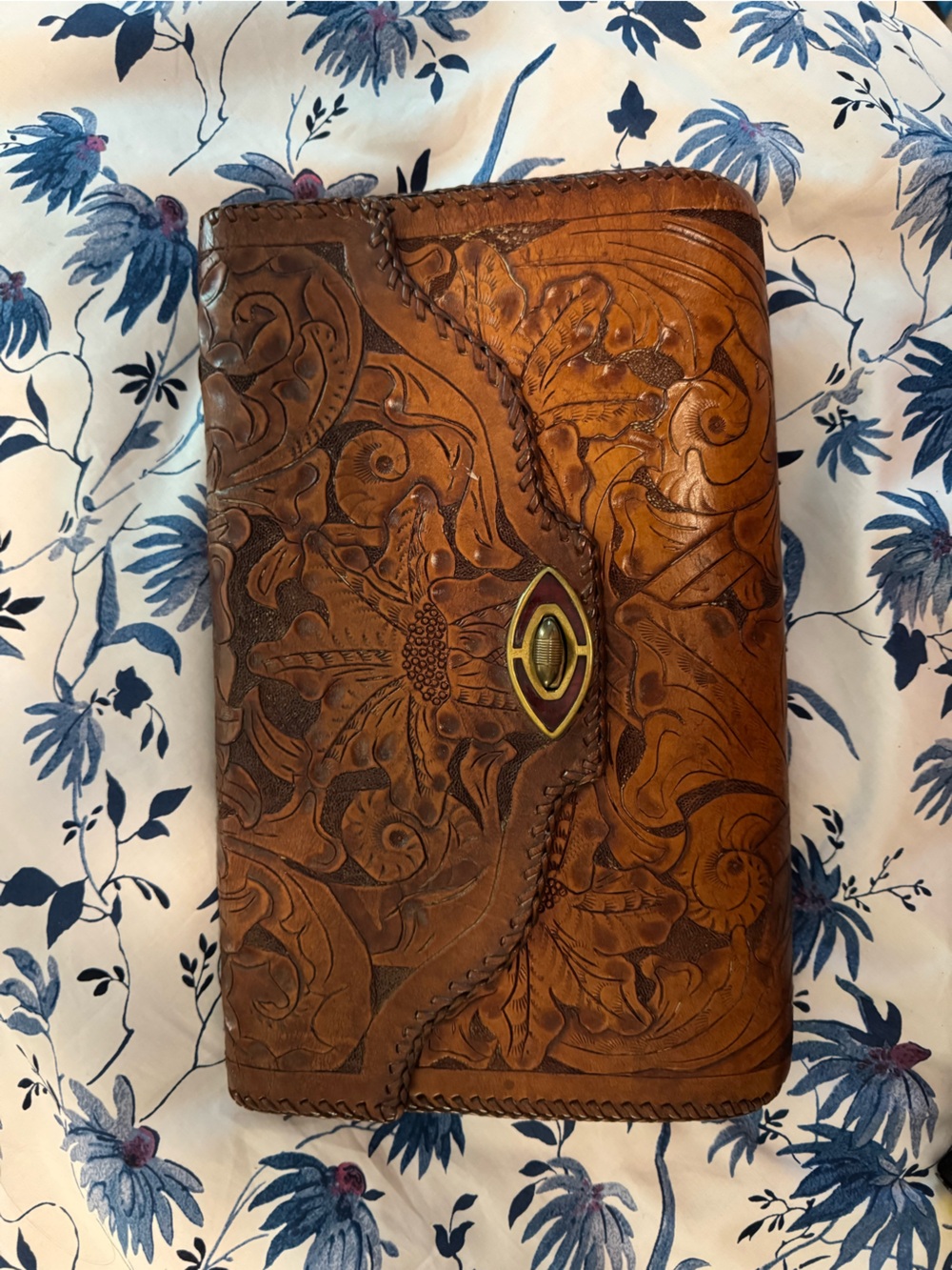 Vintage Hand Tooled Leather Clutch Purse – Floral Western Boho
